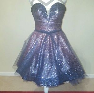 Jovani sequin blue pink dress size 0